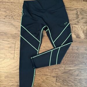 Curves N Combatboots black and neon green leggings size XL